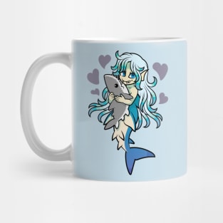 Cute Mermaid Loves Her Shark Plush Mug